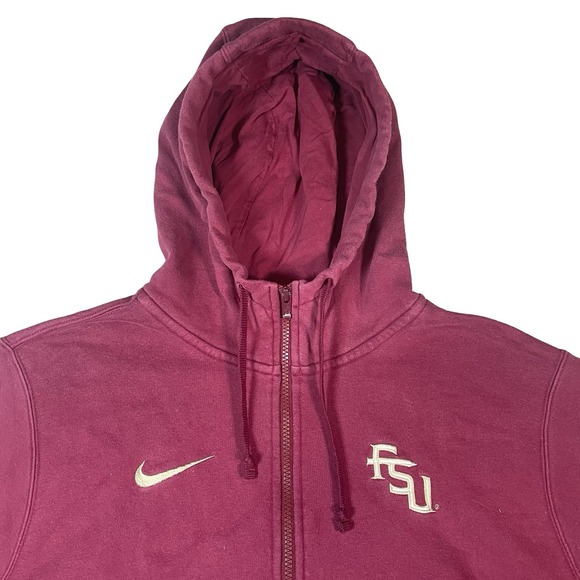 Florida State Seminoles Hoodie Mens L Maroon Nike Full Zip NCAA FSU Garnet - Picture 2 of 7
